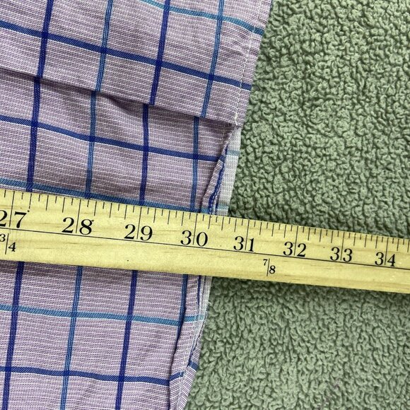 Duchamp London Shirt Mens 17 XL 43 Button Up Flip Cuff Purple Plaid Tailored Fit - Picture 11 of 16
